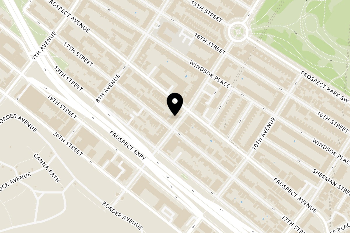 Map showing the location of Bedawi Cafe on 266 Prospect Park W in Brooklyn